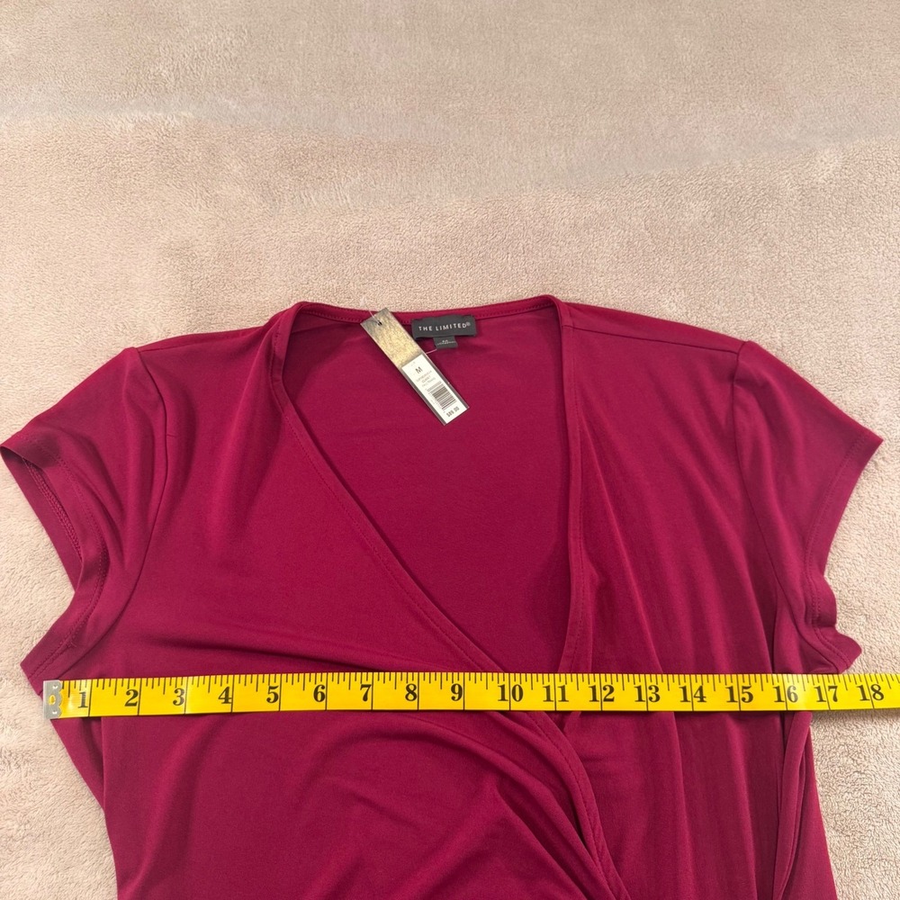 NWT The Limited Claret Faux Wrap Dress Chic Office Career Wedding Guest Red Sz M - Picture 6 of 8